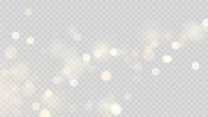 Wall Mural - golden dust light png. christmas glowing bokeh confetti and sparkle overlay texture for your design.