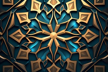 Wall Mural - an abstract design with gold and blue colors