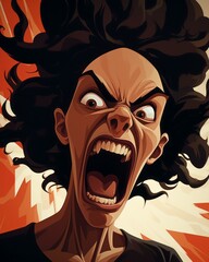 Wall Mural - an illustration of an angry woman with her mouth open