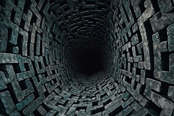 Wall Mural - an image of a dark tunnel with a maze in it