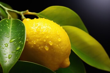 Poster - lemon with leaves.