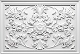 Fototapeta Na sufit - an ornate white ceiling tile with flowers and leaves