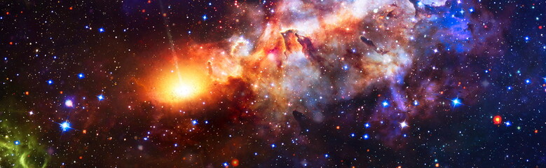 Wall Mural - panorama. horizontal view for a glass panels . template banner , elements furnished by nasa .