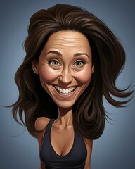 Wall Mural - caricature of a woman with long brown hair