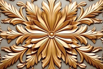 Wall Mural - golden floral design on a gray background