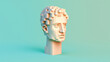 Pixel Cyberpunk Head of David's statue, sculpture bust, 3d rendering style on pastel background. Metaverse Y2K low poly Avatar.