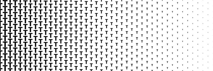 Poster - horizontal black halftone of capital letter T design for pattern and background.