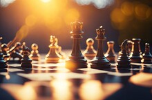 Chess Bokeh Lens Flare. Ai Generative