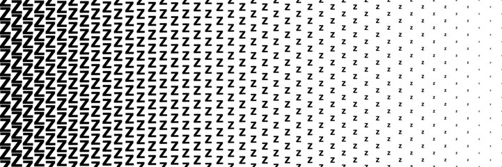 Poster - horizontal black halftone of capital letter Z design for pattern and background.