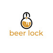 logo concept with a beer and lock.Vector illustration