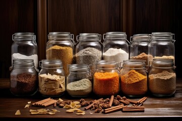 Wall Mural - gluten-free baking ingredients in glass jars