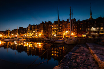 Wall Mural - Blue hour in Honfleur, Normandy France
