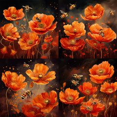 Wall Mural - flowers in the night