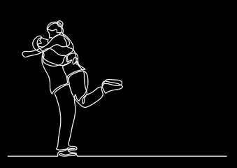 Wall Mural - continuous line drawing vector illustration with FULLY EDITABLE STROKE of couple as love relationships concept