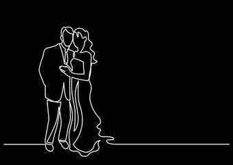 Poster - continuous line drawing vector illustration with fully editable stroke of couple as love relationshi