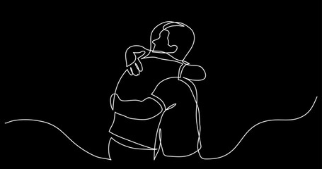 Poster - continuous line drawing vector illustration with FULLY EDITABLE STROKE of couple as love relationships concept