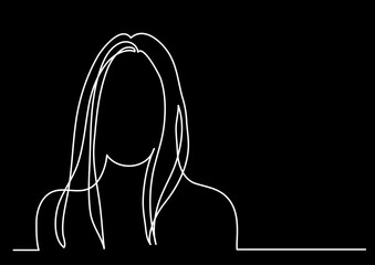 Poster - continuous line drawing vector illustration with FULLY EDITABLE STROKE of regular authentic person in life situation as lifestyle concept