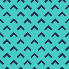 Poster - Arrow seamless pattern. Geometric blue arrows. Repeating geometry line green background. Abstract triangle texture for design prints. Repeated angular backdrop. Modern stylish bg. Vector illustration