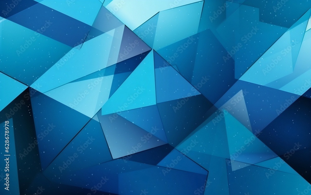 Generative AI : Abstract geometric blue background with triangles and ...