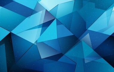 Fototapete - Generative AI : Abstract geometric blue background with triangles and rectangles of paper and a Light air feather in balance on the edge of the paper edge