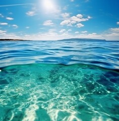 Fototapete - Generative AI : Beautiful background image of crystal clear ocean water near the coastline Slight waves Excellent water texture Play of color shape and light Clean environment