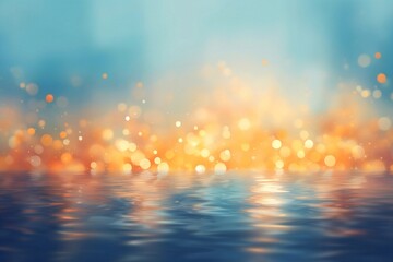Fototapete - Generative AI : Background of the transparent sea water sparkles in the sunlight Shining fresh blue water ripple turquoise and golden color