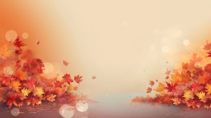 Poster - Generative AI : Autumn floral panoramic background Colorful yellow and red maple foliage on a sunny day Autumnal Park Autumn branches trees and leaves in nature free copy cpace