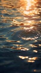 Fototapete - Generative AI : Background of the transparent sea water sparkles in the sunlight Shining fresh blue water ripple turquoise and golden color