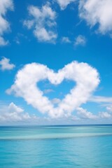 Poster - Generative AI : Beautiful white cloud in blue sky over turquoise water ocean Maldives