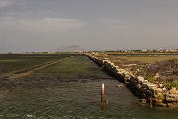 Wall Mural - The beauty of salt pans canals in Sicily