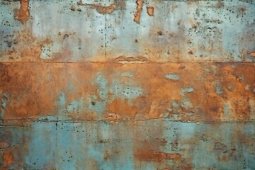 Poster - Generative AI : Background rusty metal texture brown and blue color with repeating cells Grunge metal texture with rust and scratches Old beautiful vintage metal texture