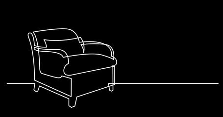 Wall Mural - continuous line drawing vector illustration with FULLY EDITABLE STROKE of furniture view interior concept on black background