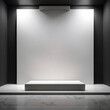 empty exhibition booth display mockup interior with spotlights
