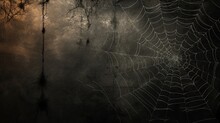 Halloween Spider Web Pattern On Textured Backdrop, Adding A Spooky Touch.