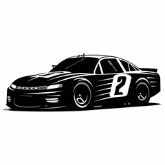 nascar silhouette, isolated on a white background, Vector illustration, racing car