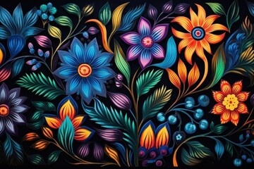 Poster - Drawn floral pattern