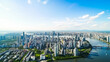 Aerial view of the city skyline. Real estate and corporate building business concept - panoramic bird's eye view of modern city skyline. ai generation