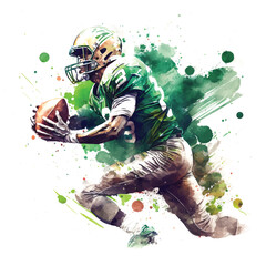 Wall Mural - American football player watercolor paint