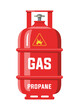 red color propane gas cylinder isolated on white background