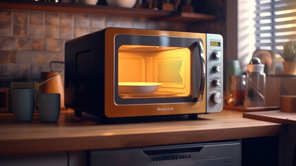 A modern microwave in the kitchen