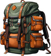 Camping Hiking Bag Watercolor. Backpack  journey camping