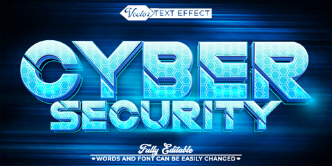 shiny cyber security vector editable text effect template
