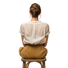 woman sitting on chair isolated on transparent background cutout
