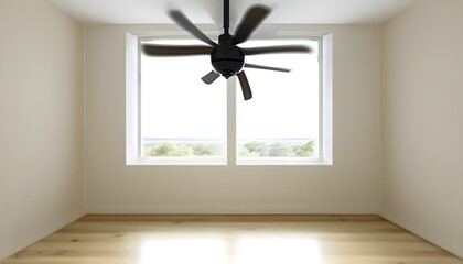 Poster - empty room with  glass window, Ai generated 