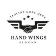 Retro Vintage Wings Hand Shape for Community Peace Foundation Charity emblem, Vector Design Symbol