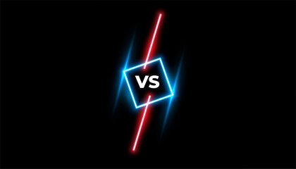 Wall Mural - dual combat versus dark banner with glowing neon effect