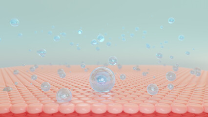 Poster - 3D render of skin cells. Skin-surface absorption of serum reduces sagging skin cells. moisturizing cream for lighting Bright skin tone replaced the dark one. 