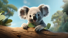 Koala 3D Cute Simple Background