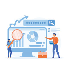 Poster - statistical and data analysis for business finance investment, flat vector modern illustration