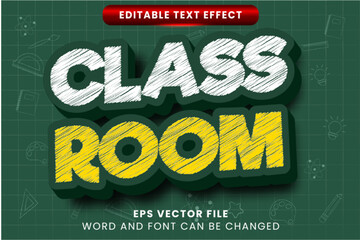 Poster - chalk textured class room 3d editable text effect